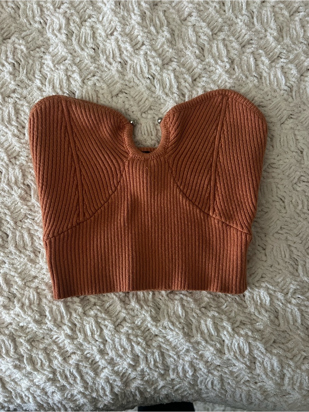 Windsor Ribbed Strapless Crop Top - Rust Orange